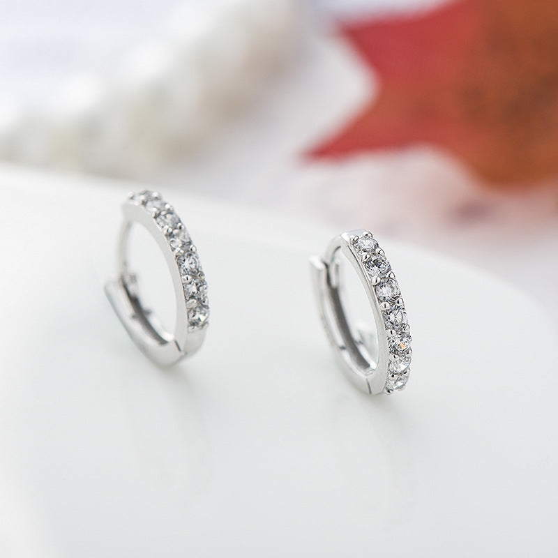 Sterling Silver Earring With Diamond - inlaid Colored Earring
