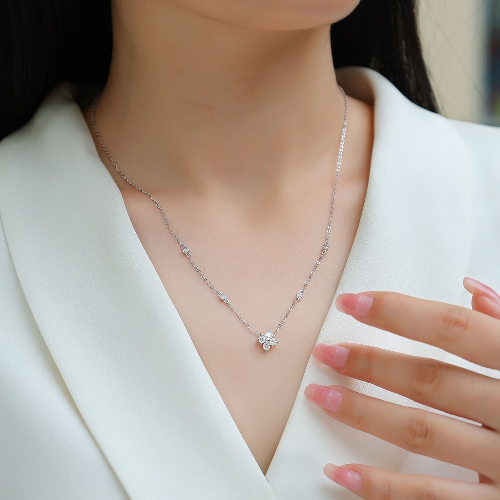 Sterling Silver Moissanite Pendant Necklace
