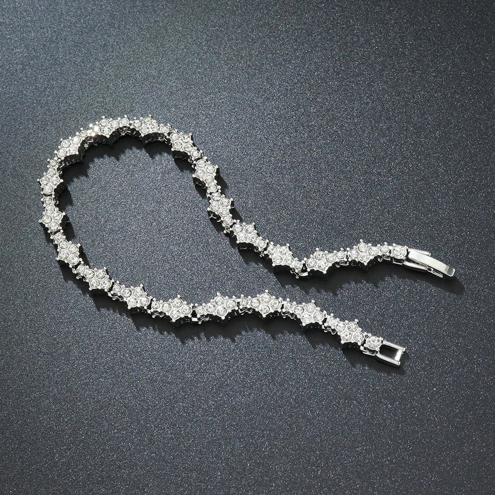 Flower-shaped Cross Tennis Chain Bracelet