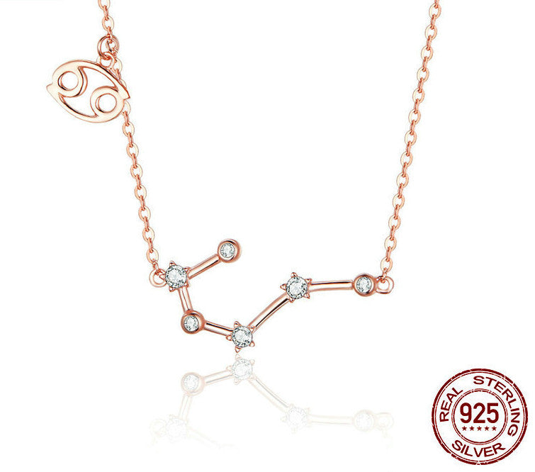 Twelve Constellation Necklace S925 Silver Rose Gold Necklace
