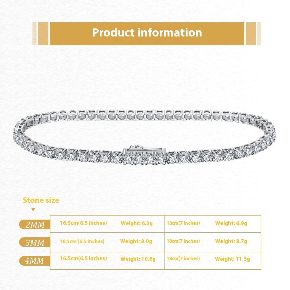 S925 Sterling Silver 40mm Tennis Bracelet