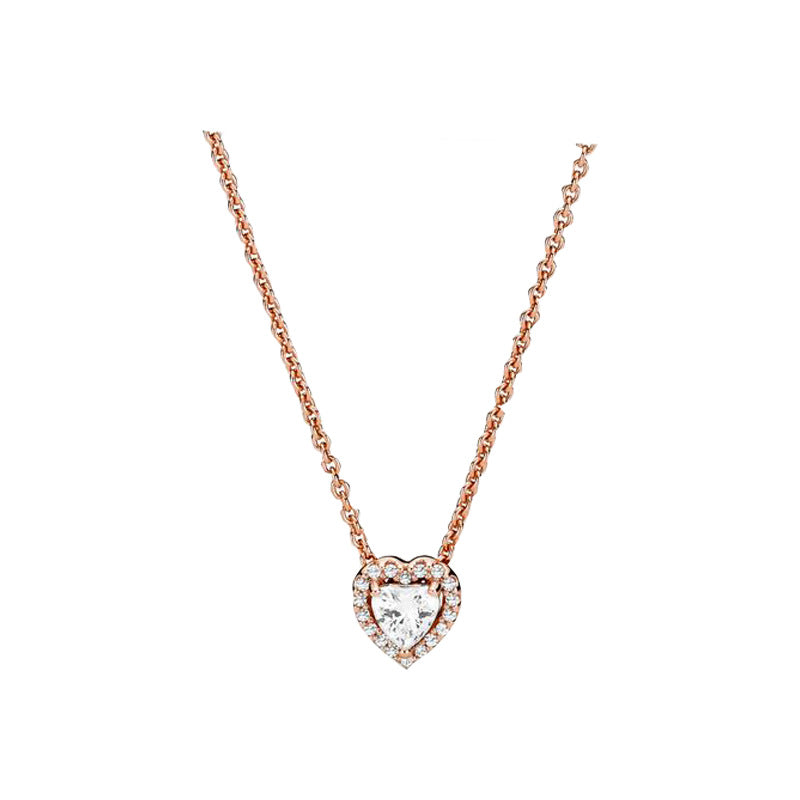 S925 Sterling Silver Rose Gold Heart Shaped Necklace