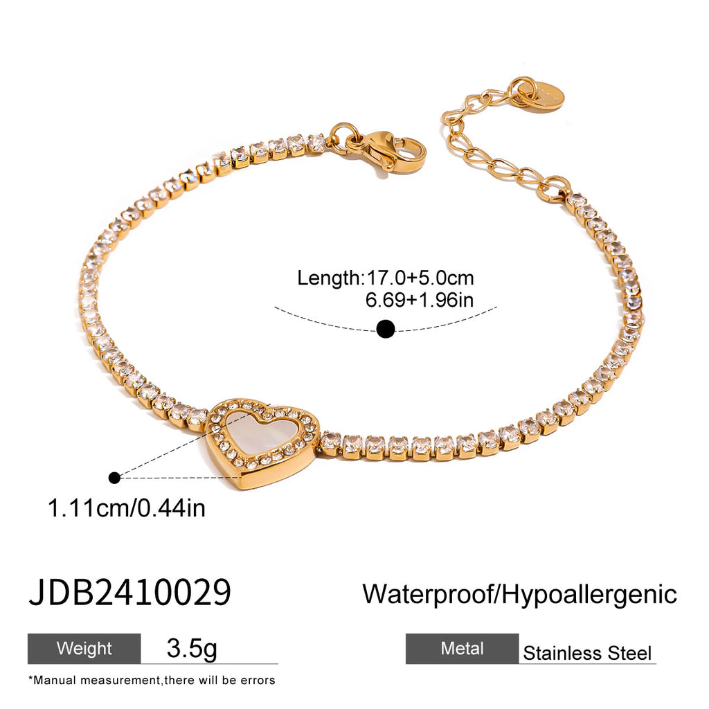 Cameron Diamond Heart Tennis Bracelet