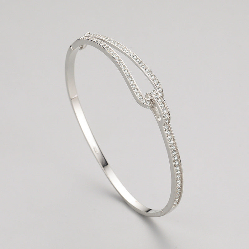 S925 Sterling Silver Diamond Geometric Bracelet