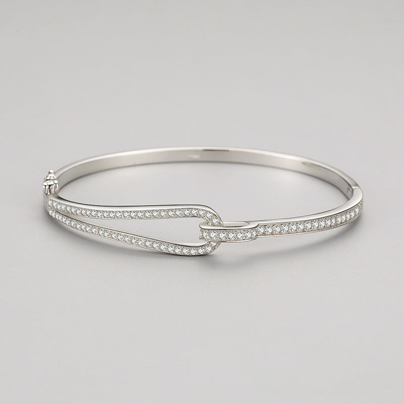 S925 Sterling Silver Diamond Geometric Bracelet