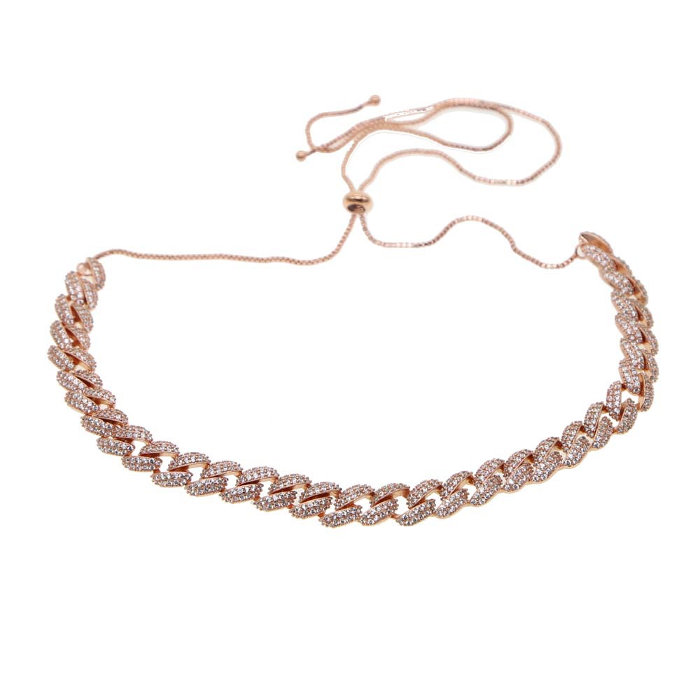 8mm Wide Cuban Chain Necklace Zircon Choker