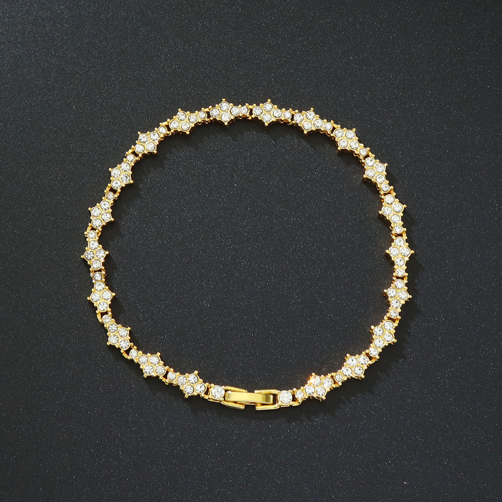 Flower-shaped Cross Tennis Chain Bracelet