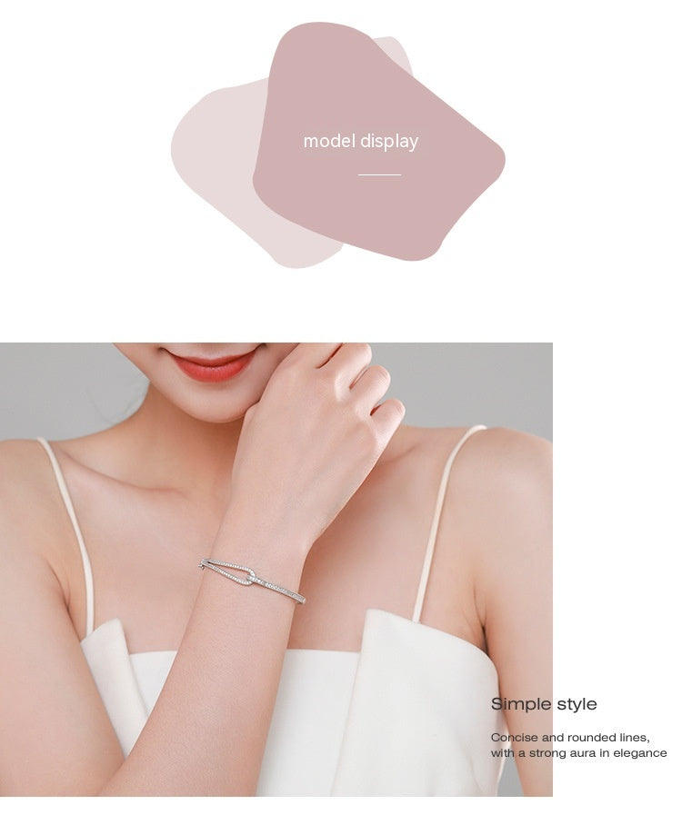 S925 Sterling Silver Diamond Geometric Bracelet