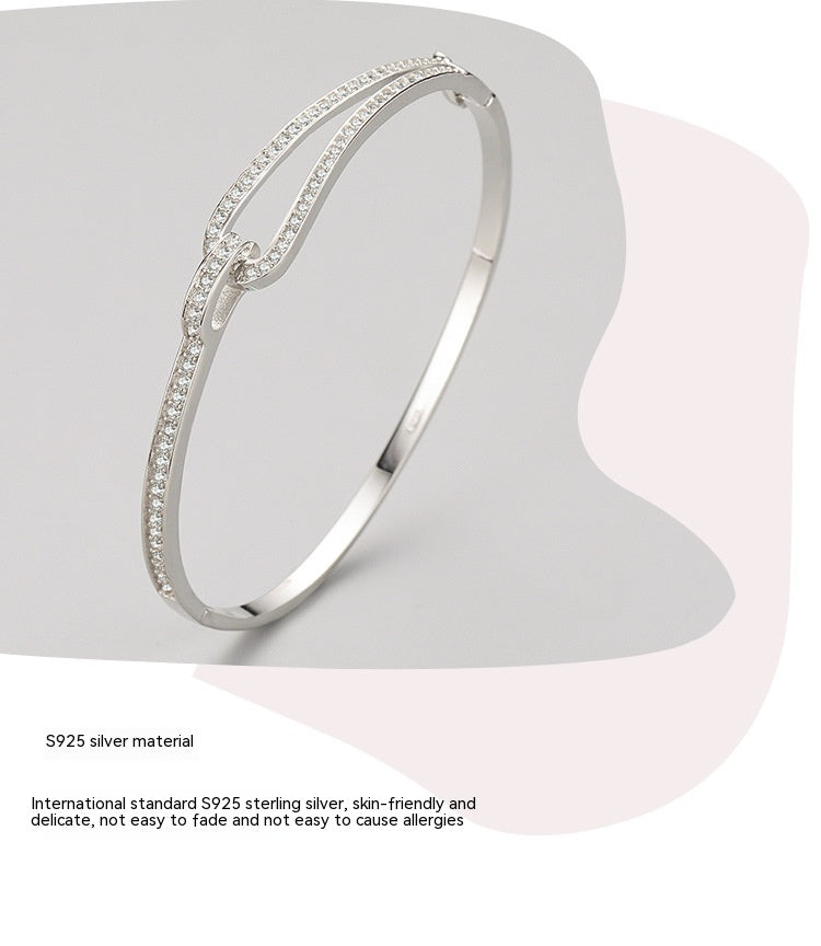 S925 Sterling Silver Diamond Geometric Bracelet