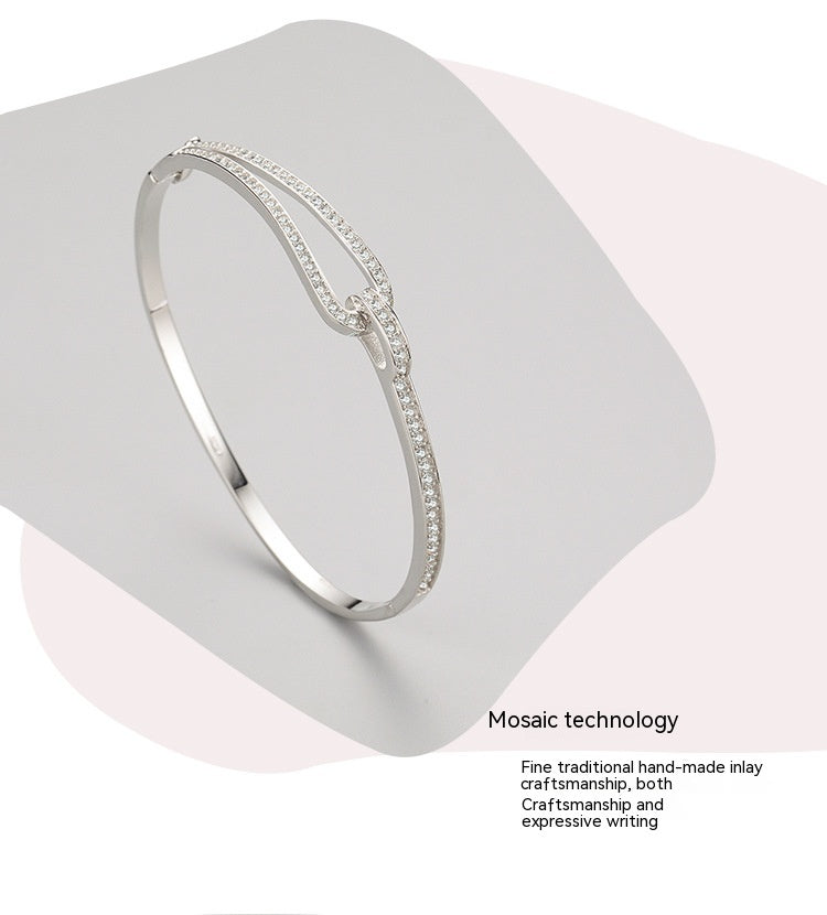S925 Sterling Silver Diamond Geometric Bracelet