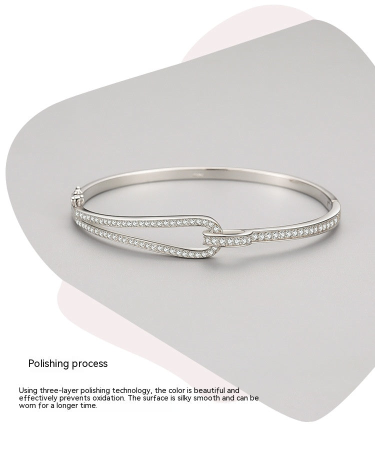 S925 Sterling Silver Diamond Geometric Bracelet