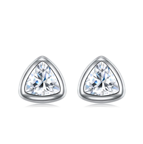 A Luxurious And Fashionable Minimalist Earring Set Featuring Top-quality Moissanite Stones, Made Of S925 Silver Electroplated With Platinum.