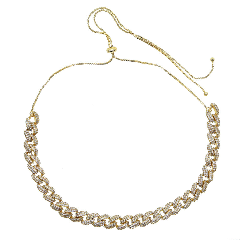 8mm Wide Cuban Chain Necklace Zircon Choker