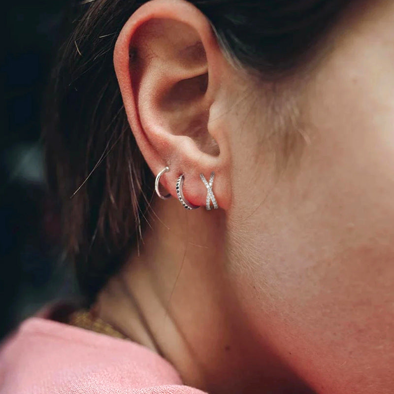 S925 Sterling Silver Cross Earring