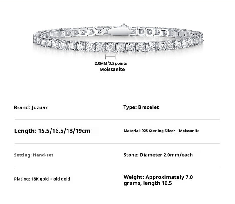 S925 Silver Moissanite Tennis Bracelet