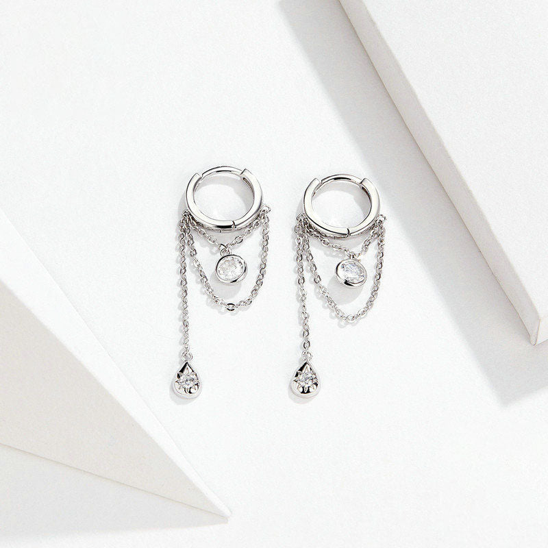 Women's Sterling Silver Earrings White Gold Plated