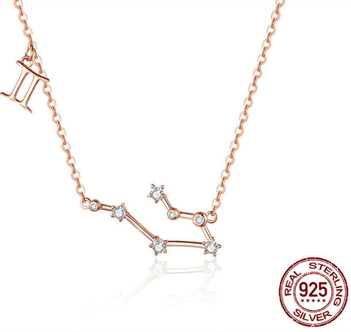 Twelve Constellation Necklace S925 Silver Rose Gold Necklace