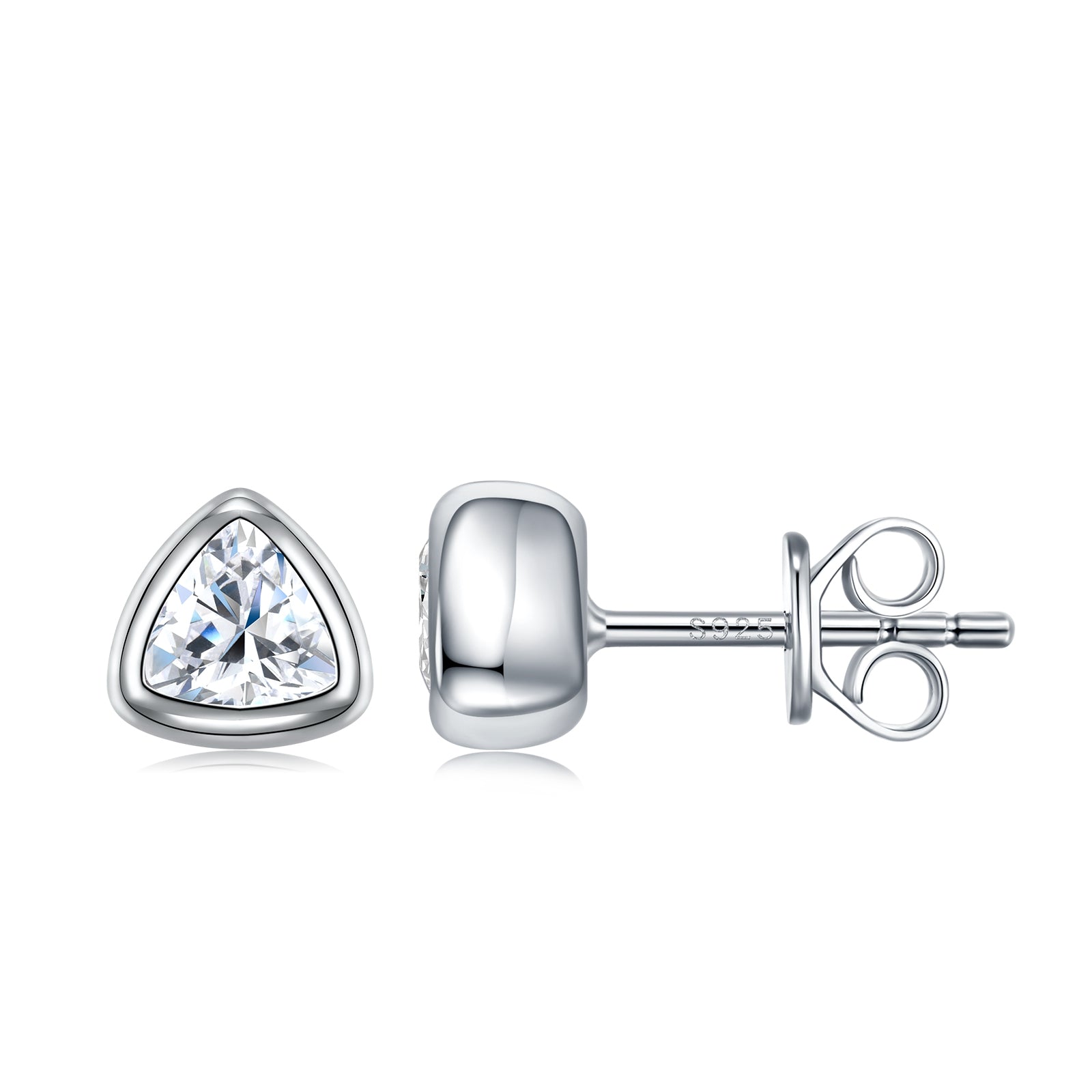A Luxurious And Fashionable Minimalist Earring Set Featuring Top-quality Moissanite Stones, Made Of S925 Silver Electroplated With Platinum.