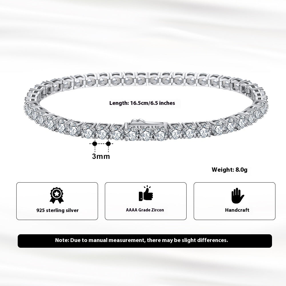S925 Sterling Silver 40mm Tennis Bracelet