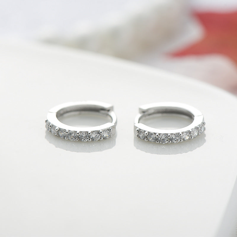 Sterling Silver Earring With Diamond - inlaid Colored Earring
