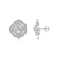 A Luxurious And Fashionable Flower Shaped Earring Set Featuring Top-quality Moissanite Stones, Made Of S925 Silver Electroplated With Platinum.
