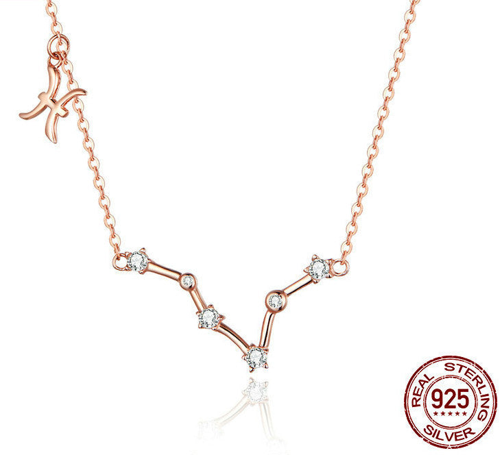 Twelve Constellation Necklace S925 Silver Rose Gold Necklace