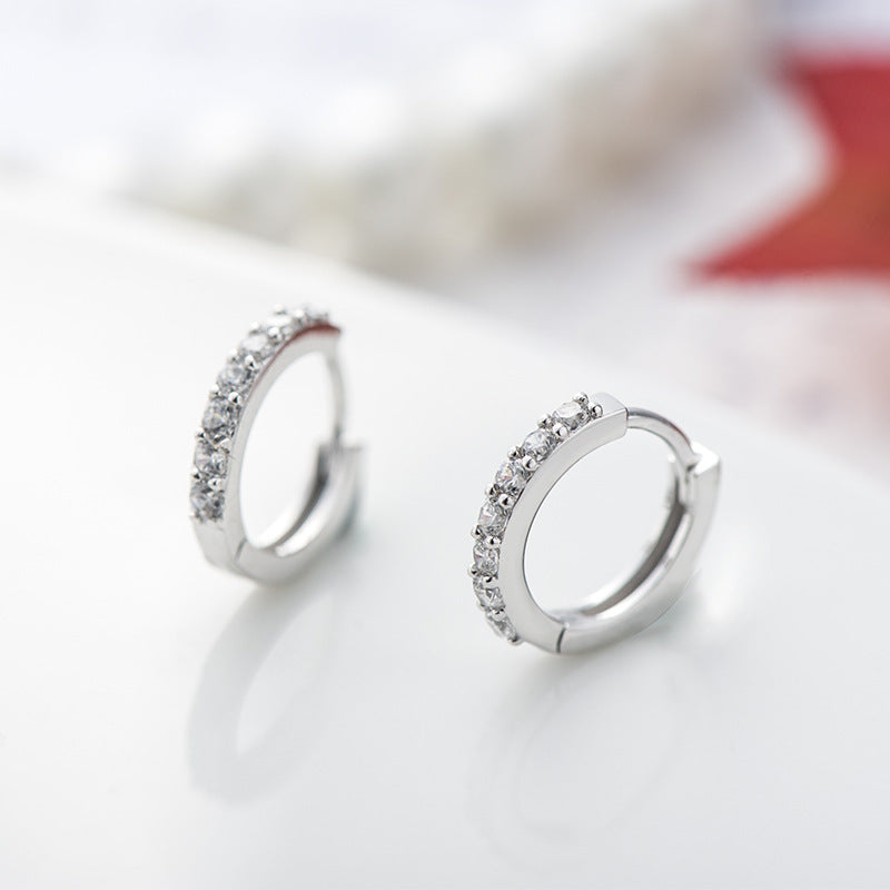 Sterling Silver Earring With Diamond - inlaid Colored Earring