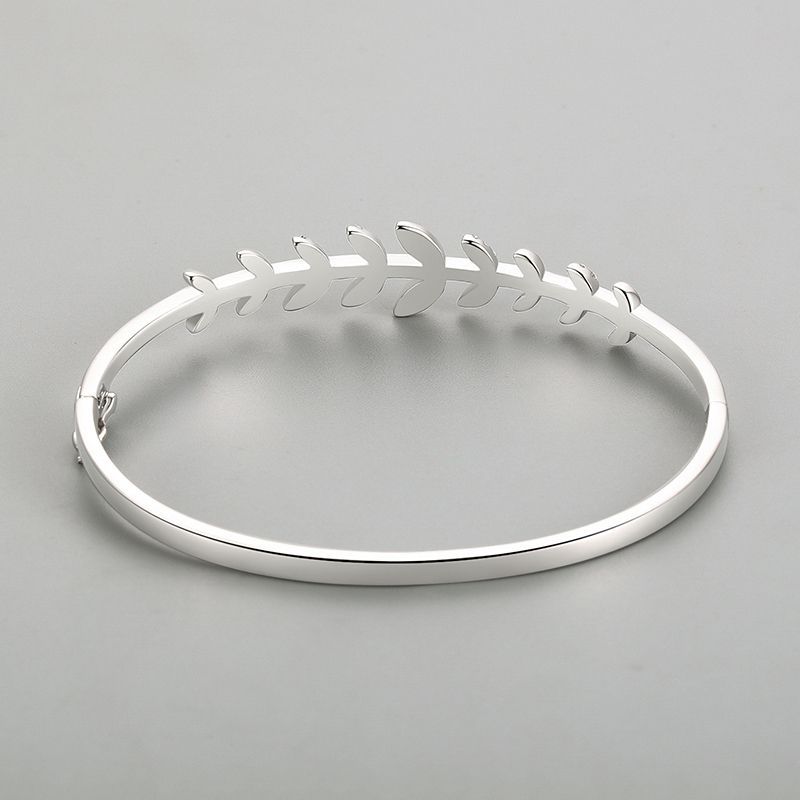 S925 Silver Leaf Oval Bracelet
