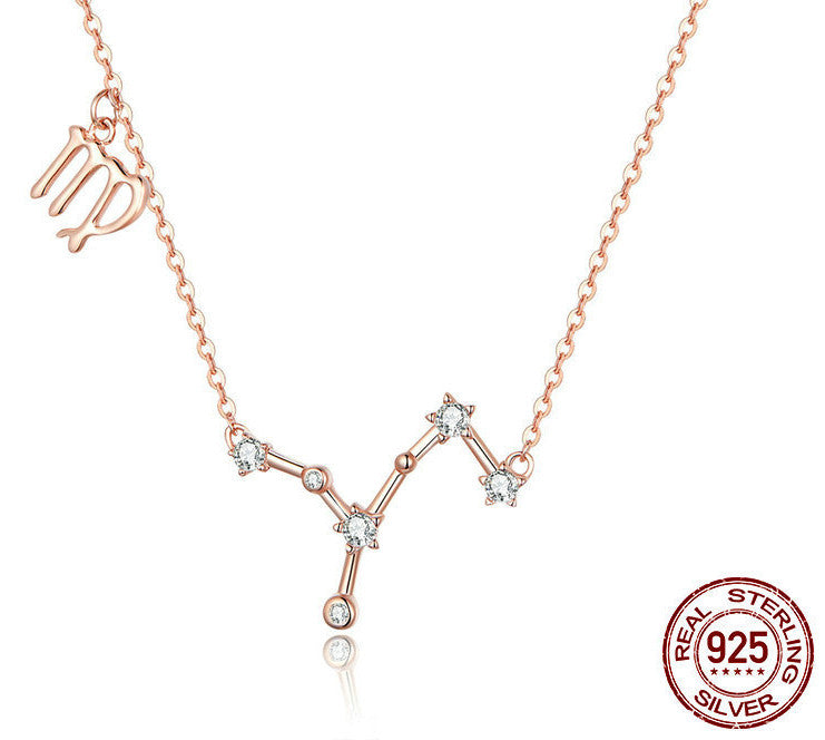 Twelve Constellation Necklace S925 Silver Rose Gold Necklace