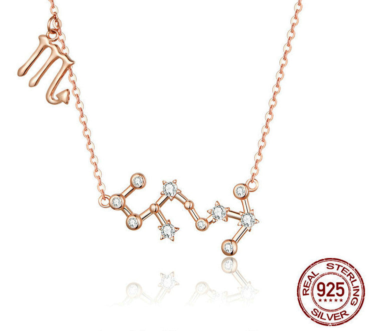 Twelve Constellation Necklace S925 Silver Rose Gold Necklace