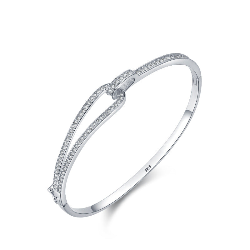 S925 Sterling Silver Diamond Geometric Bracelet