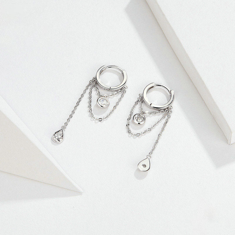 Women's Sterling Silver Earrings White Gold Plated