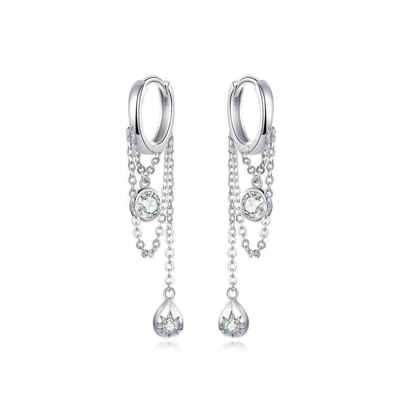Women's Sterling Silver Earrings White Gold Plated