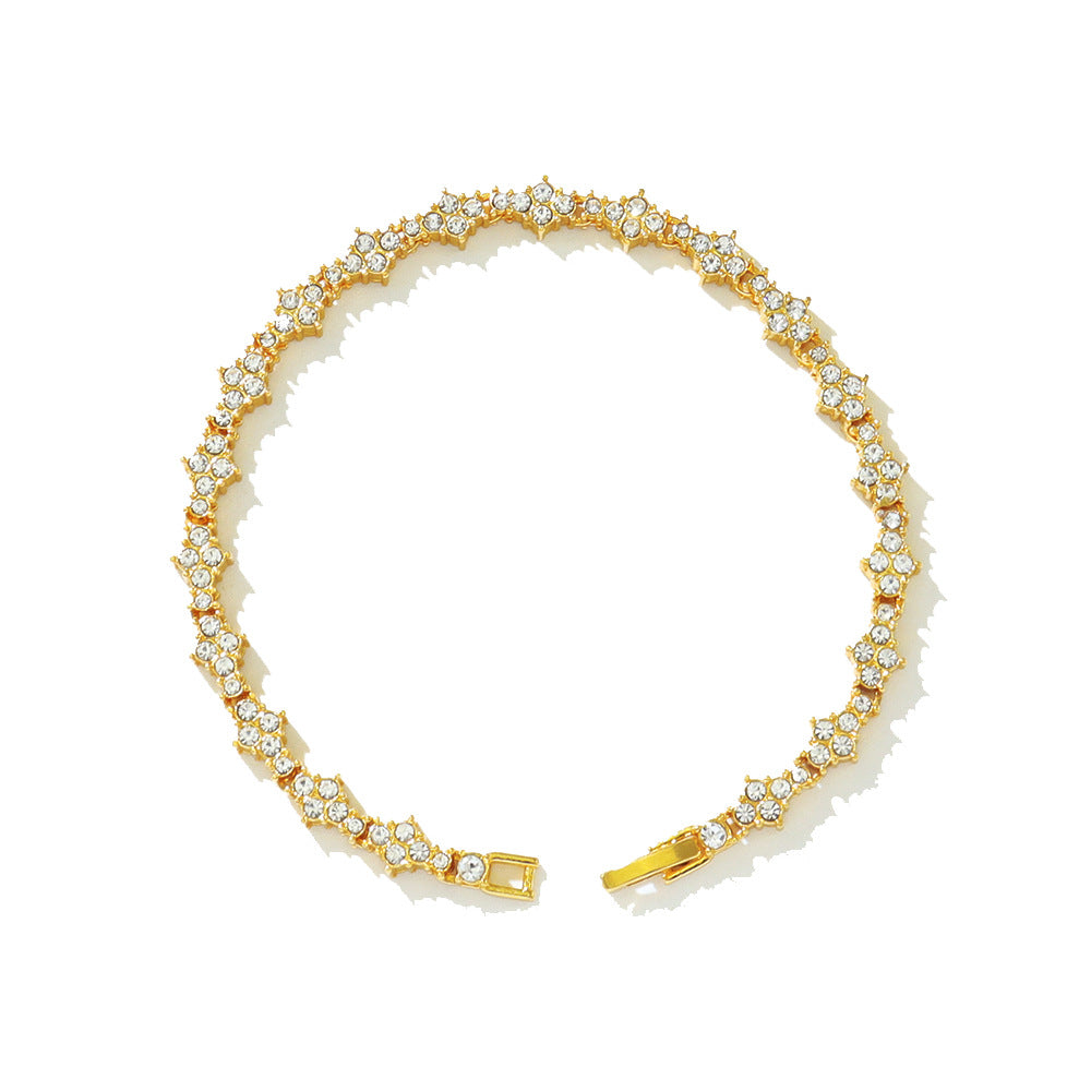 Flower-shaped Cross Tennis Chain Bracelet