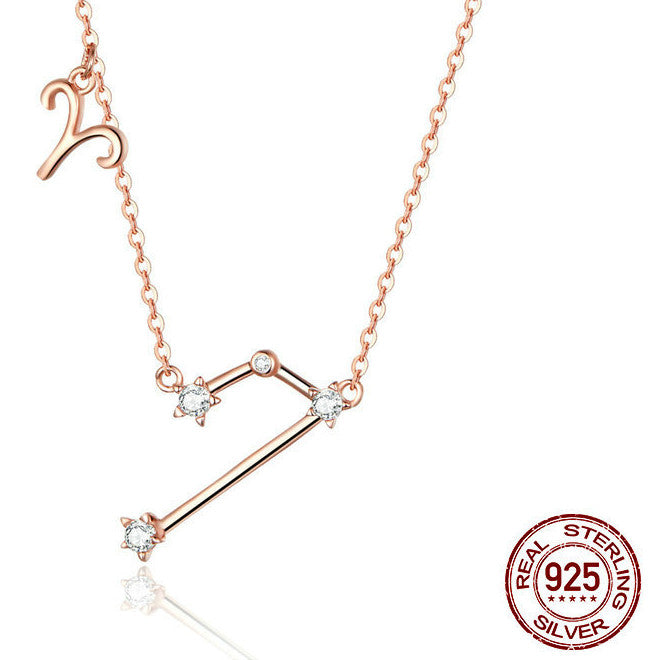 Twelve Constellation Necklace S925 Silver Rose Gold Necklace