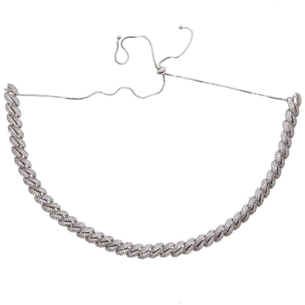 8mm Wide Cuban Chain Necklace Zircon Choker