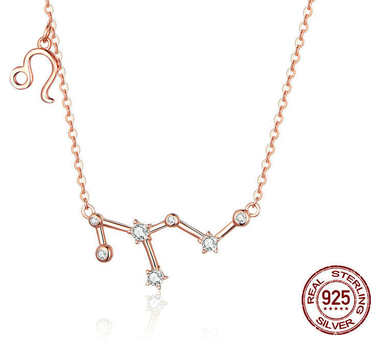Twelve Constellation Necklace S925 Silver Rose Gold Necklace