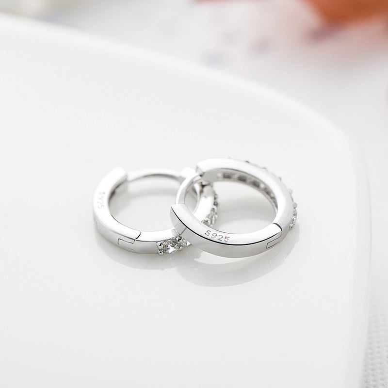 Sterling Silver Earring With Diamond - inlaid Colored Earring