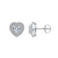 A Luxurious And Fashionable Heart Shaped Earring Set Featuring Top-quality Moissanite Stones, Made Of S925 Silver Electroplated With Platinum.