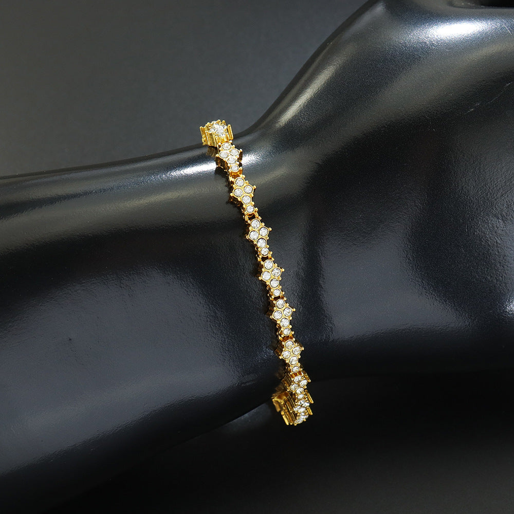 Flower-shaped Cross Tennis Chain Bracelet