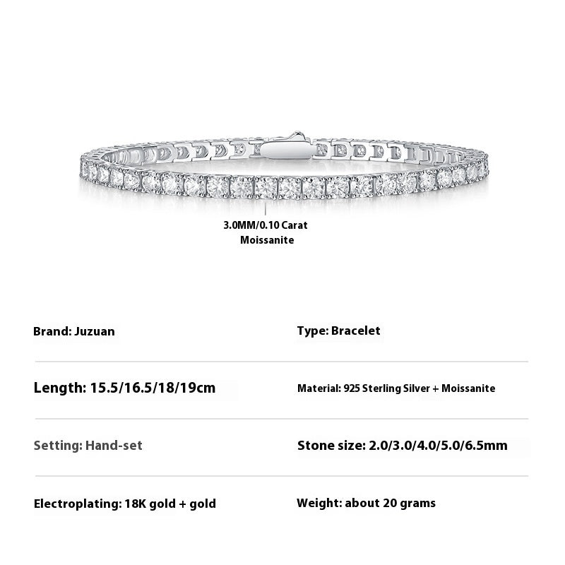 S925 Silver Moissanite Tennis Bracelet