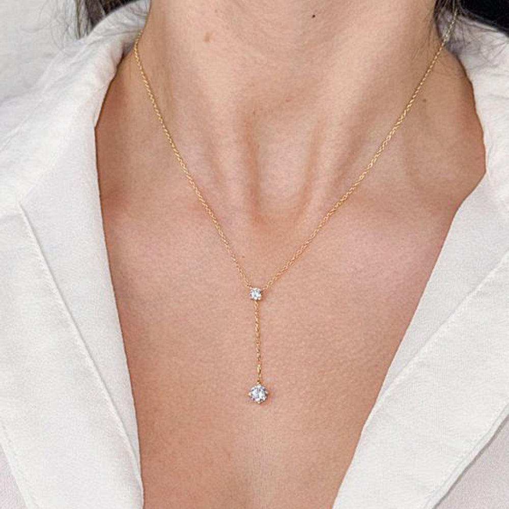 S925 Sterling Silver Y-Shaped Tassel Clavicle Necklace