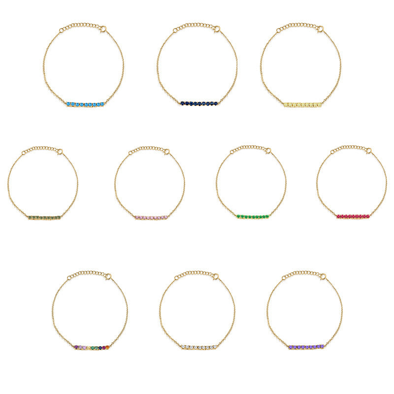 All-match Geometric Tennis Chain Colorful Zircon Bracelet