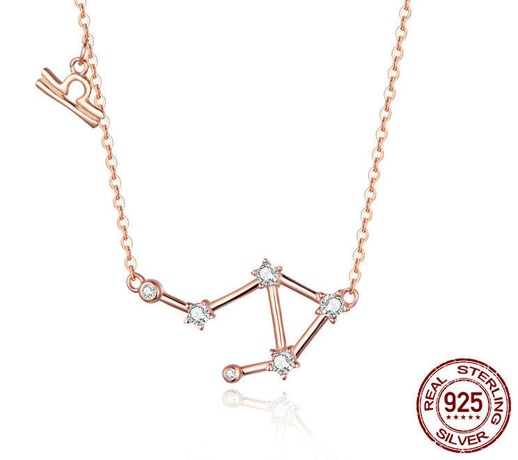 Twelve Constellation Necklace S925 Silver Rose Gold Necklace