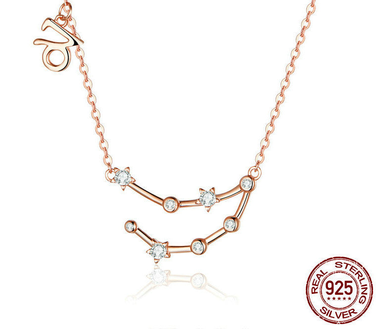 Twelve Constellation Necklace S925 Silver Rose Gold Necklace