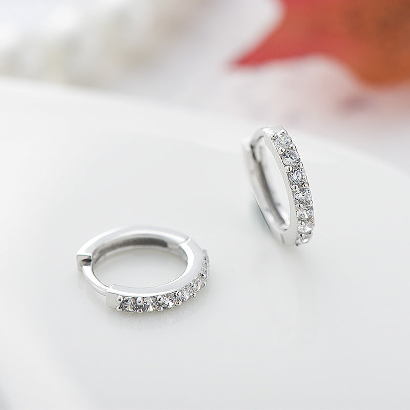 Sterling Silver Earring With Diamond - inlaid Colored Earring