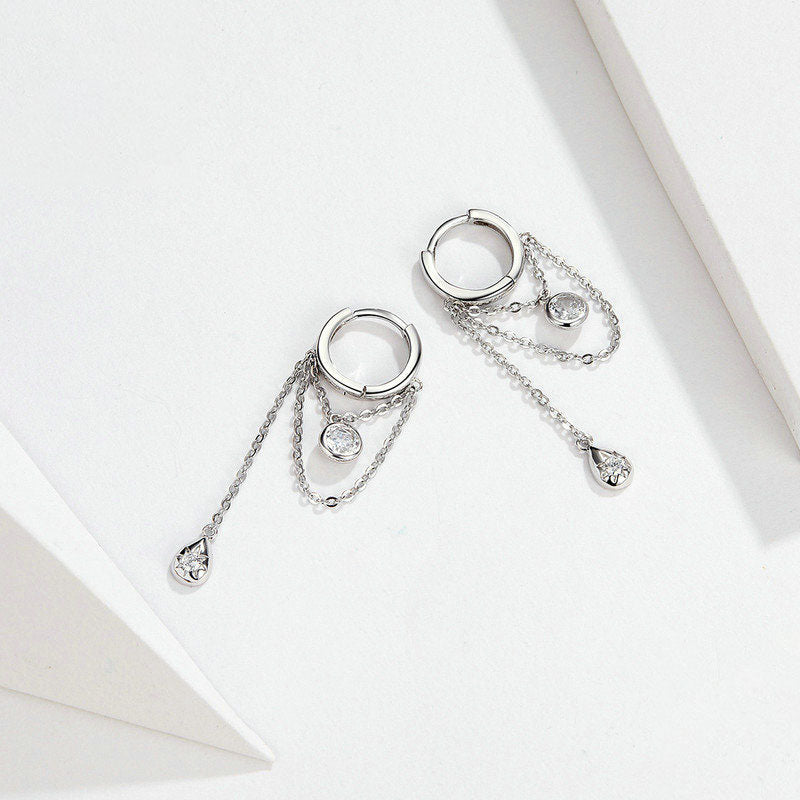 Women's Sterling Silver Earrings White Gold Plated