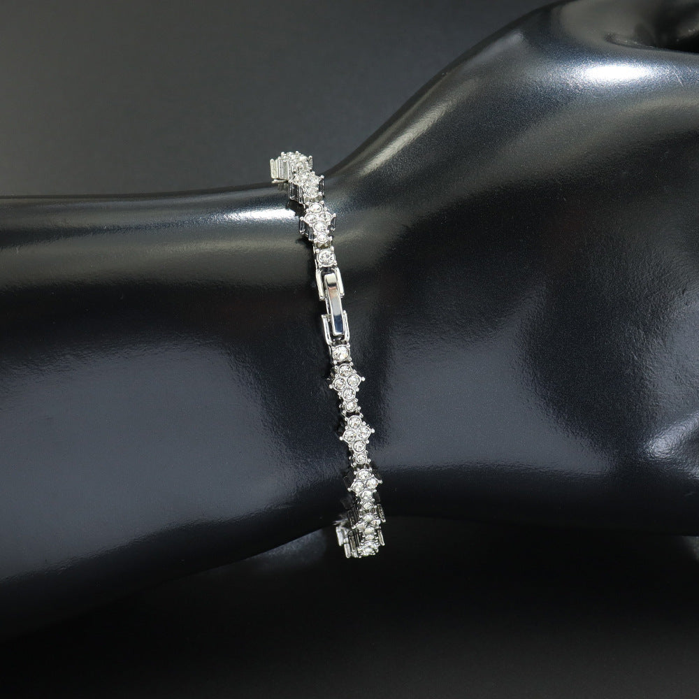Flower-shaped Cross Tennis Chain Bracelet