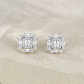 A Luxurious And Fashionable Minimalist Jewelry Earring Set Featuring Top-quality Moissanite Stones, Made Of S925 Silver Electroplated With Platinum.