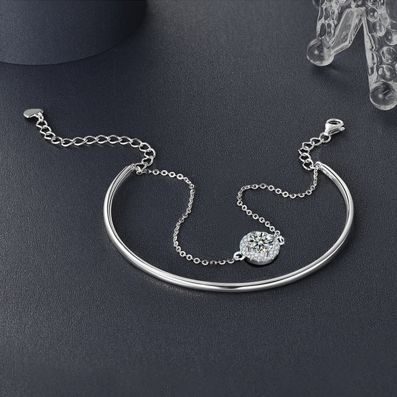 S925 Silver Moissanite Stackable Bracelet